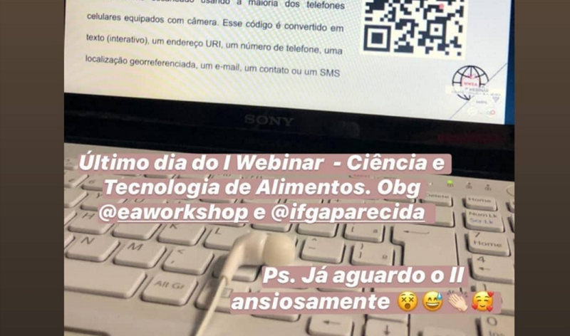 Detalhe de postagem de Thaiane Bastos @thaianebastos, participante do WCTA, feita na rede social Instagram, no modo Story, publicada no último dia do evento Detalhe de postagem de Thaiane Bastos @thaianebastos, participante do WCTA, feita na rede social Instagram, no modo Story, publicada no último dia do evento